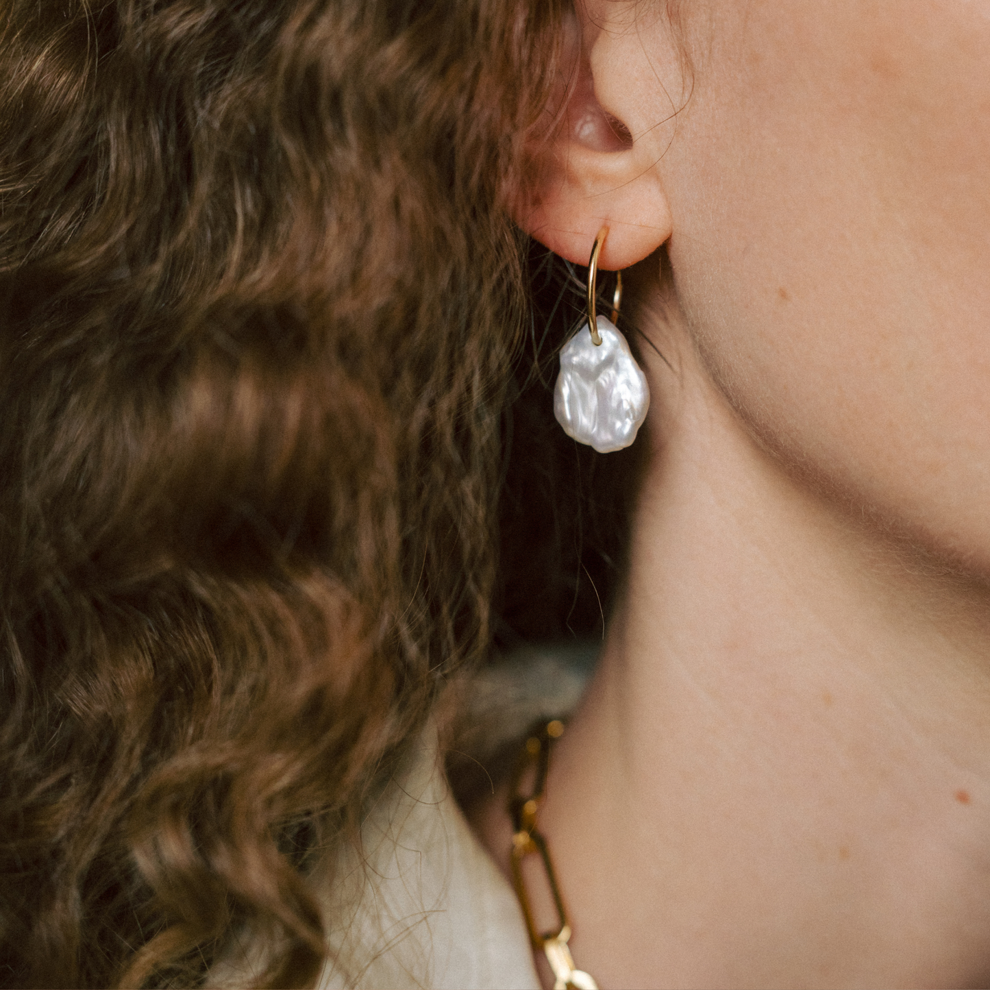 Freshwater Pearl Hoop Earrings (Gold Fill)