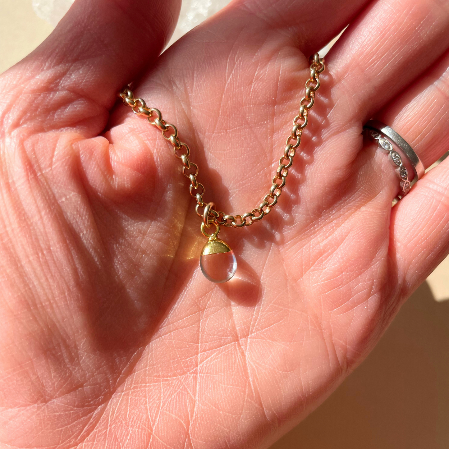 Quartz Tiny Tumbled Belcher Chain Necklace | Healing (Gold Plated)