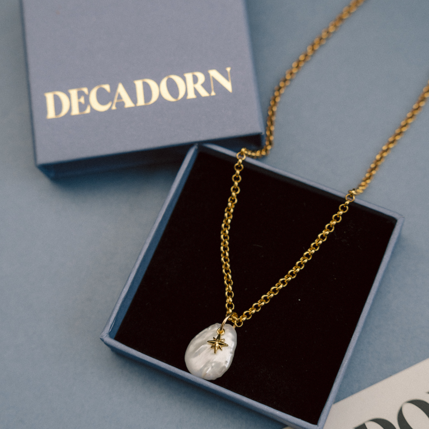 Freshwater Tear Drop Pearl Belcher Chain Necklace (Gold Plated)