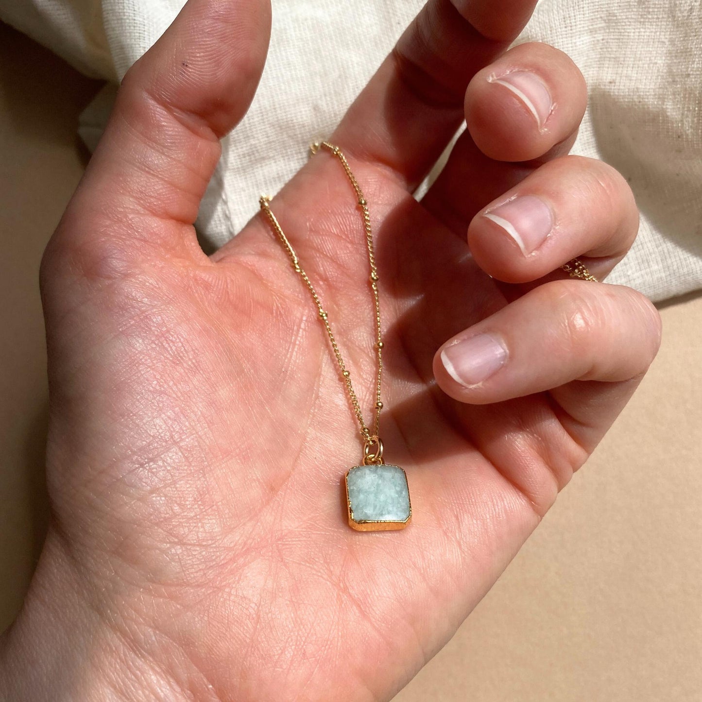 Amazonite Gem Slice Necklace | Confidence (Gold Plated)