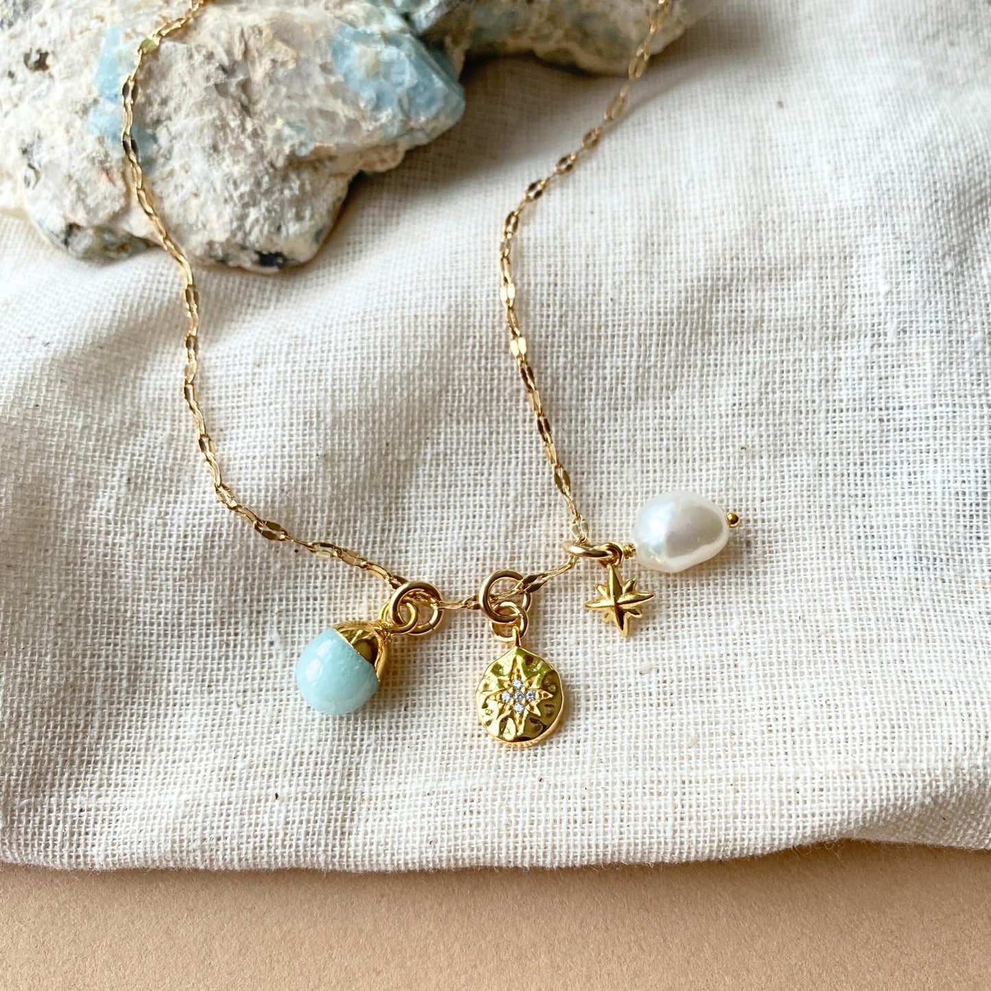 Amazonite Charm Necklace | Confidence (Gold Plated)