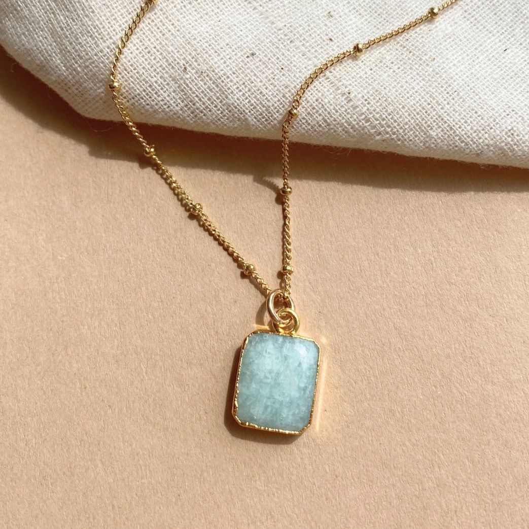 Amazonite Gem Slice Necklace | Confidence (Gold Plated)