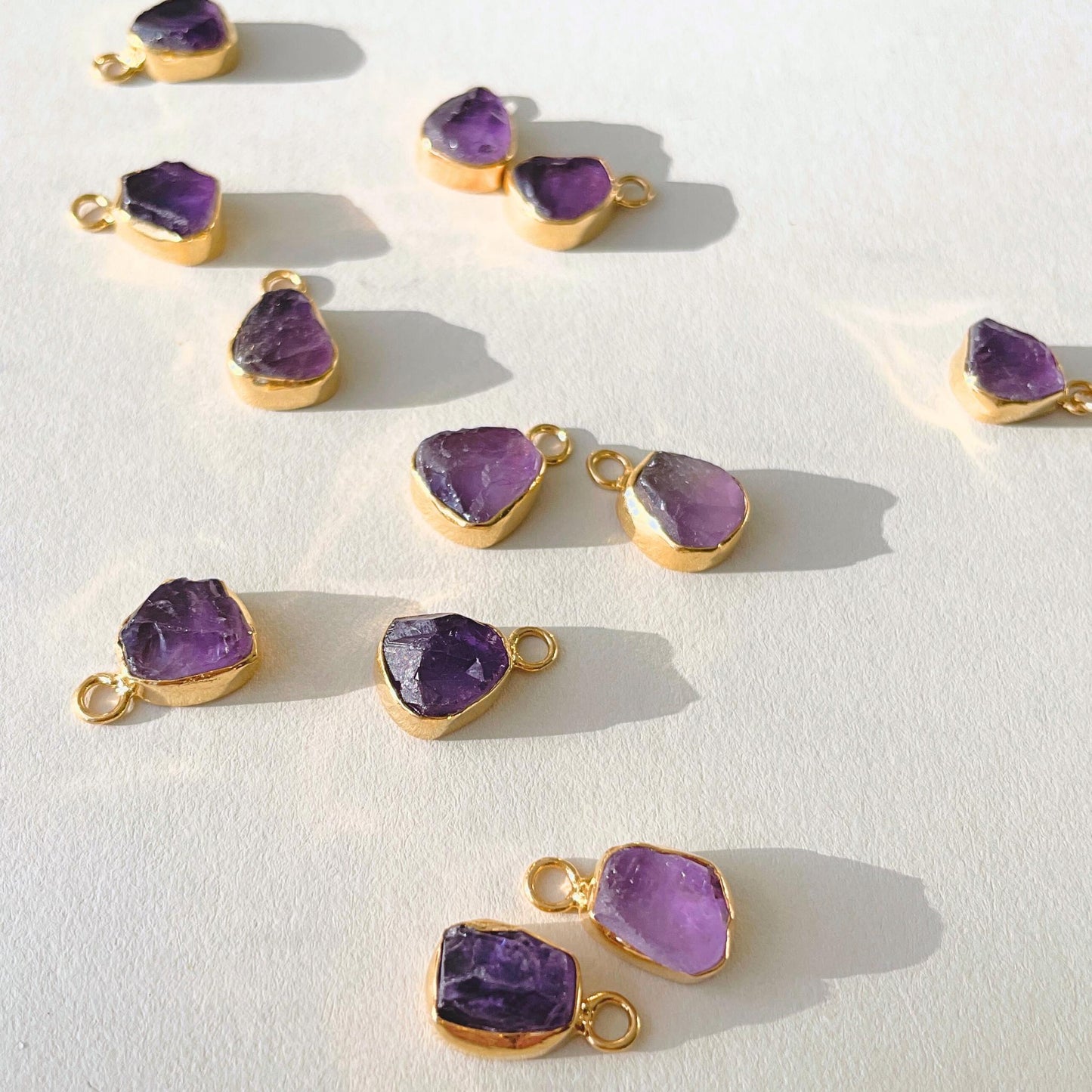 Amethyst Carved Chunky Chain Necklace | Calming (Gold Plated)