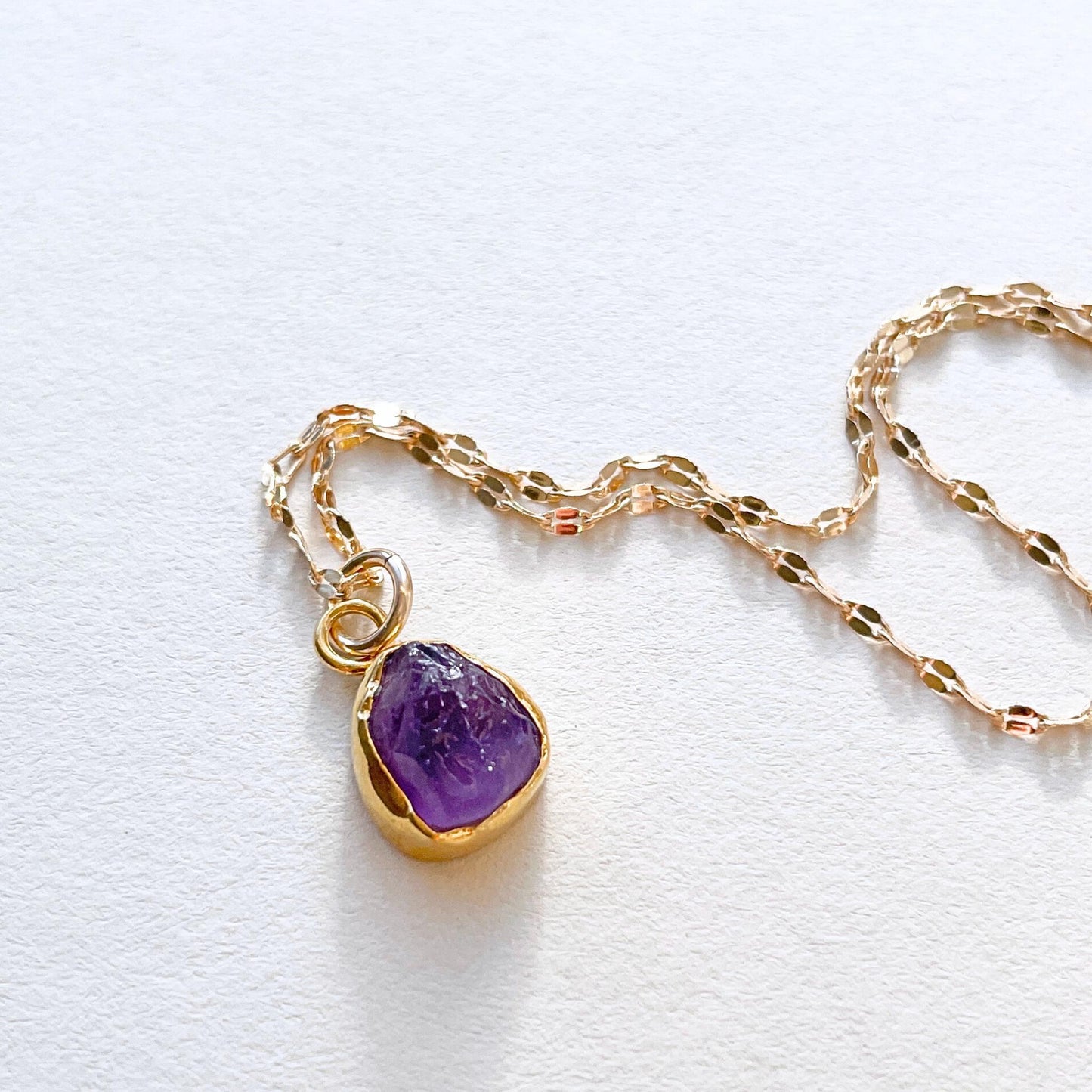 Amethyst Carved Vintage Chain Necklace | Calming (Gold Plated)