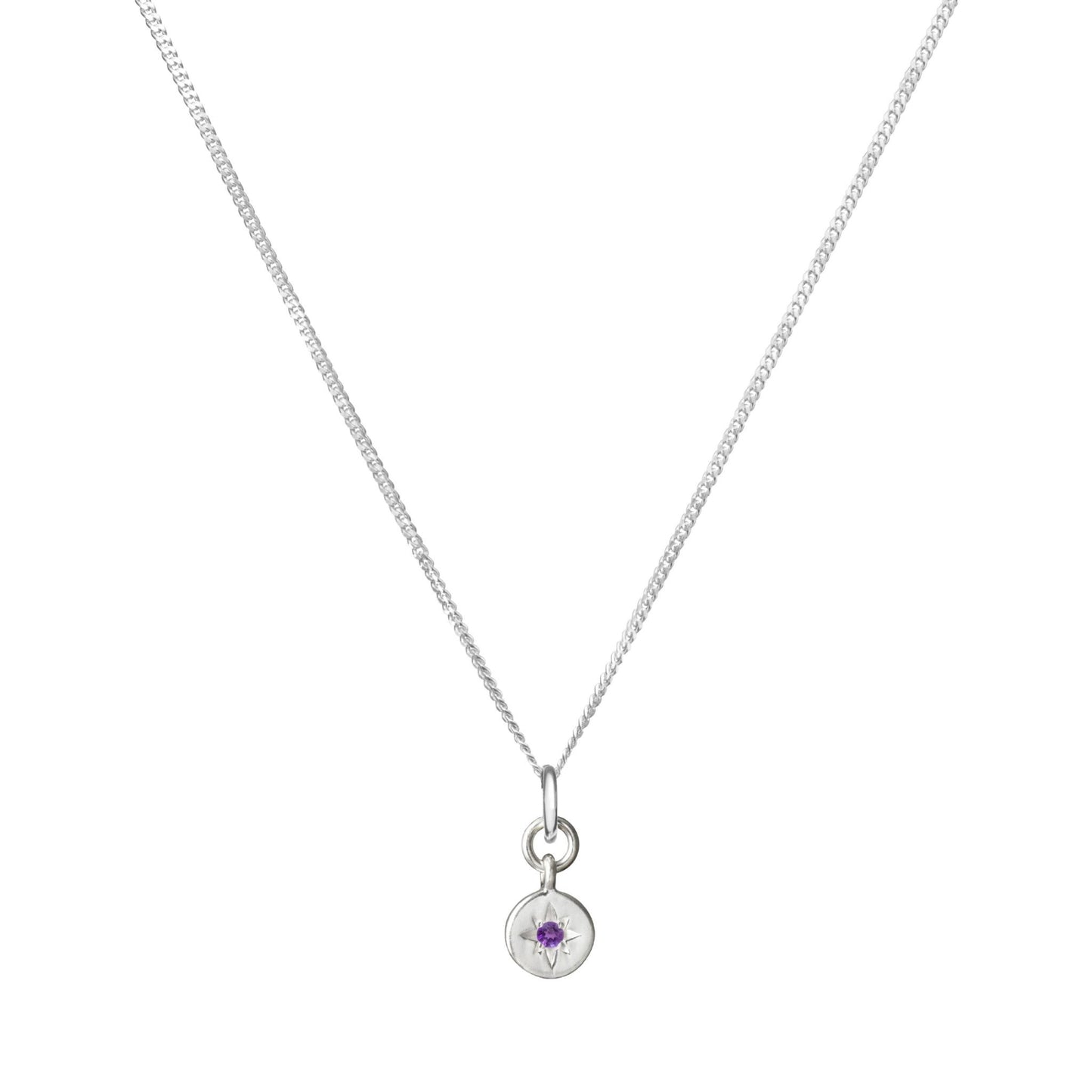 Amethyst Guiding Star Birthstone Necklace | February (Sterling Silver)