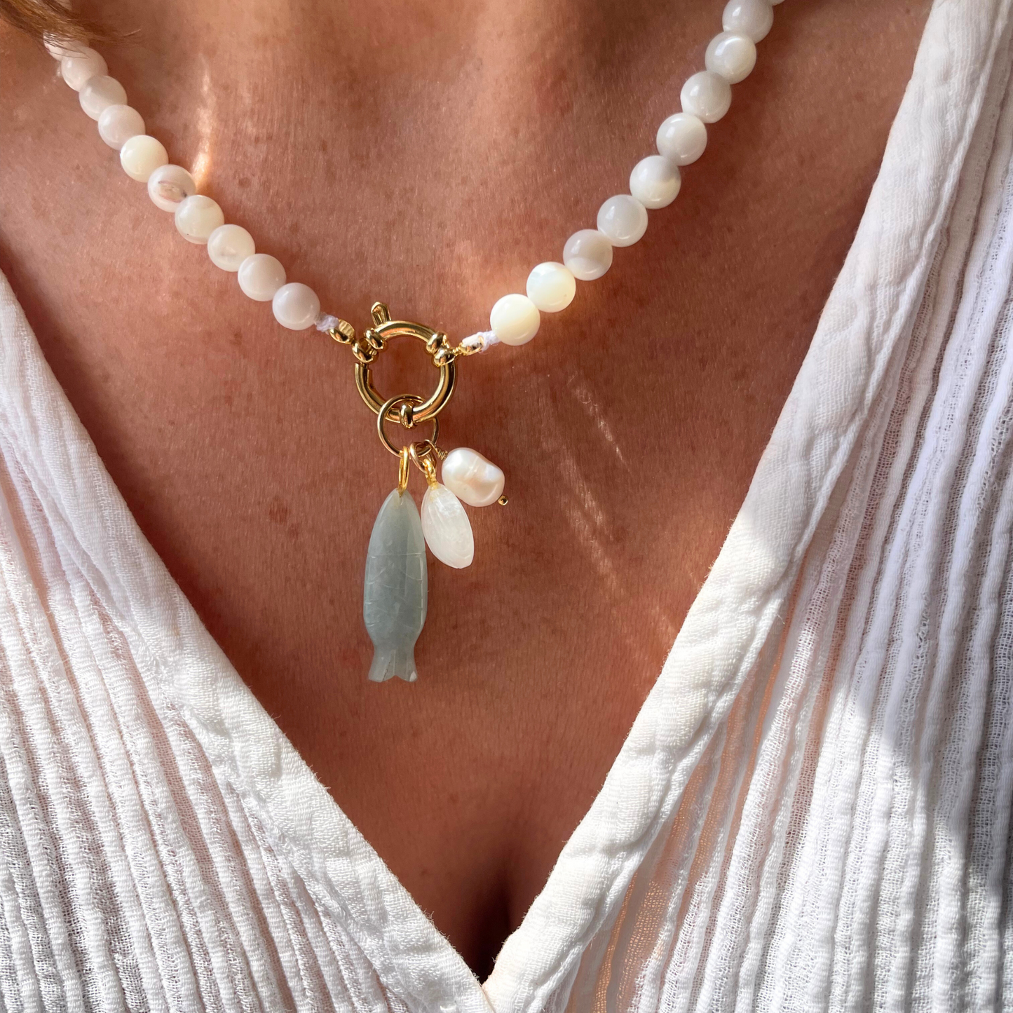 Sea Treasure Charm Necklace | Pearl
