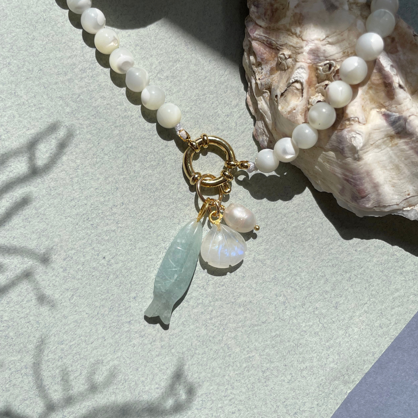 Sea Treasure Charm Necklace | Pearl