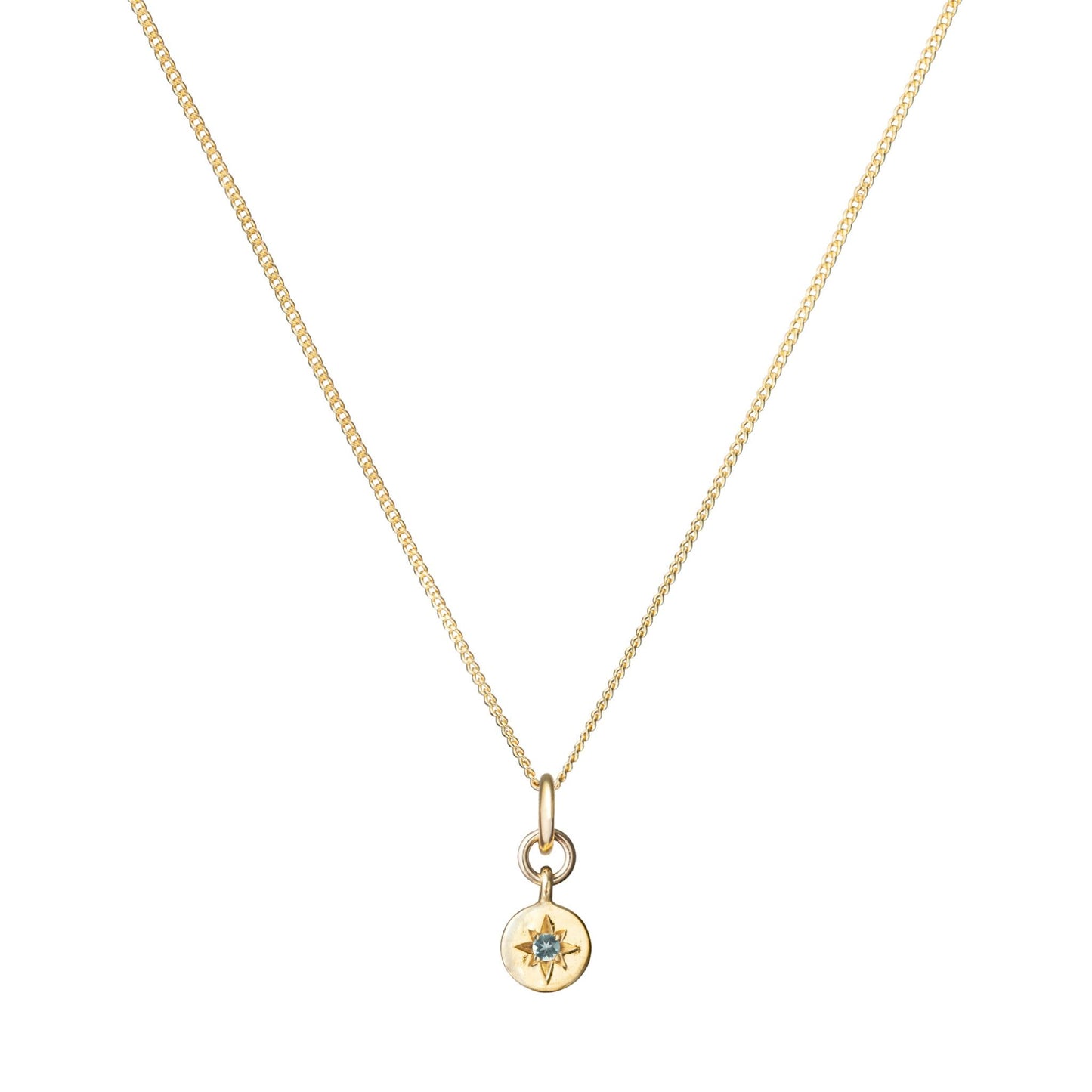 Aquamarine Guiding Star Birthstone Necklace | March (Gold Plated)
