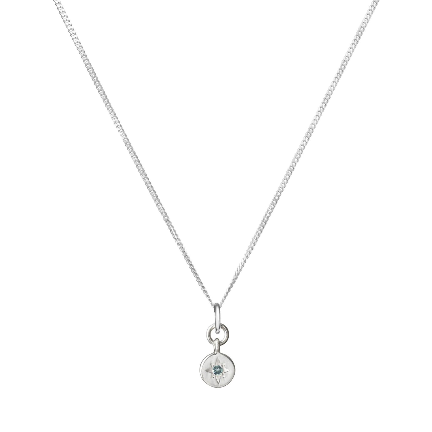 Aquamarine Guiding Star Birthstone Necklace | March (Sterling Silver)