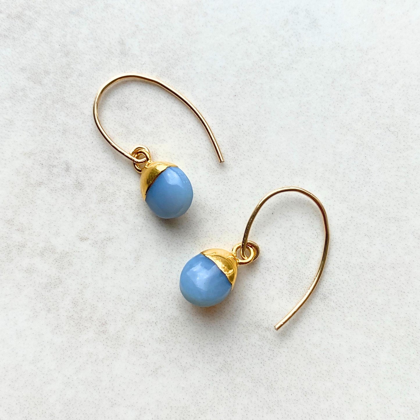 Blue Opal Tiny Tumbled Ear Wire Earrings | Purity (Gold Fill)