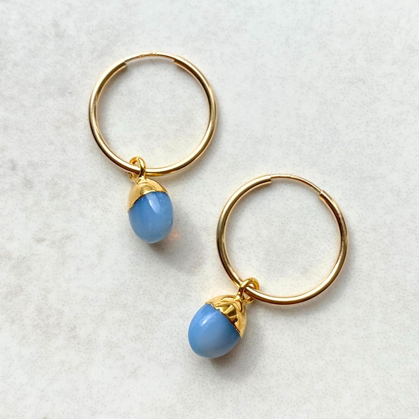 Blue Opal Tiny Tumbled Earrings | Purity (Gold Fill)