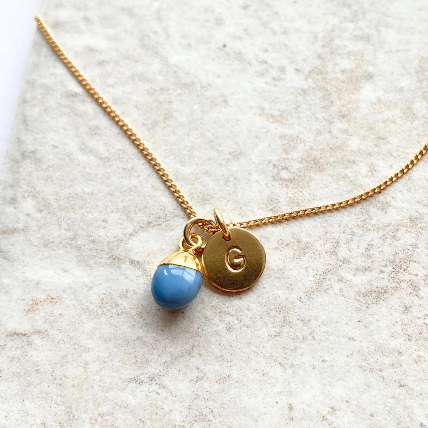 Blue Opal Tiny Tumbled Necklace | Purity (Gold Plated)