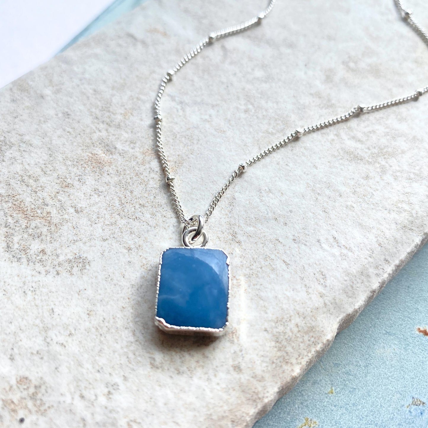 Blue Opal Gem Slice Necklace | Purity (Silver)