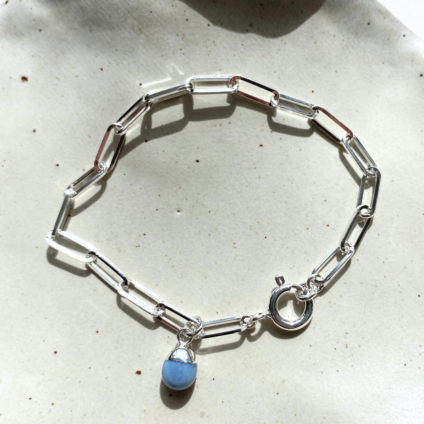 Blue Opal Tiny Tumbled Chunky Chain Bracelet | Purity (Silver)