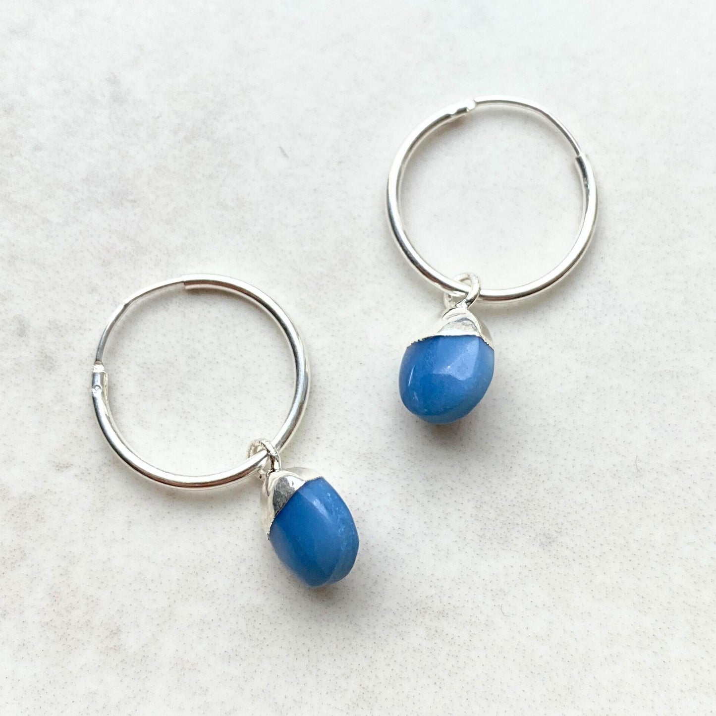 Blue Opal Tiny Tumbled Earrings | Purity (Sterling Silver)