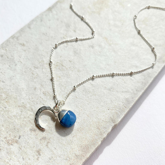 Blue Opal & Moon Necklace | Purity (Silver)