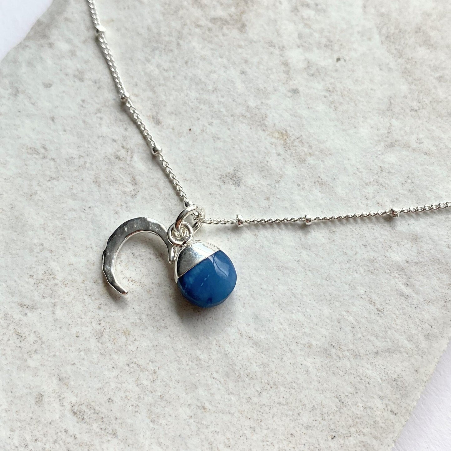 Blue Opal & Moon Necklace | Purity (Silver)