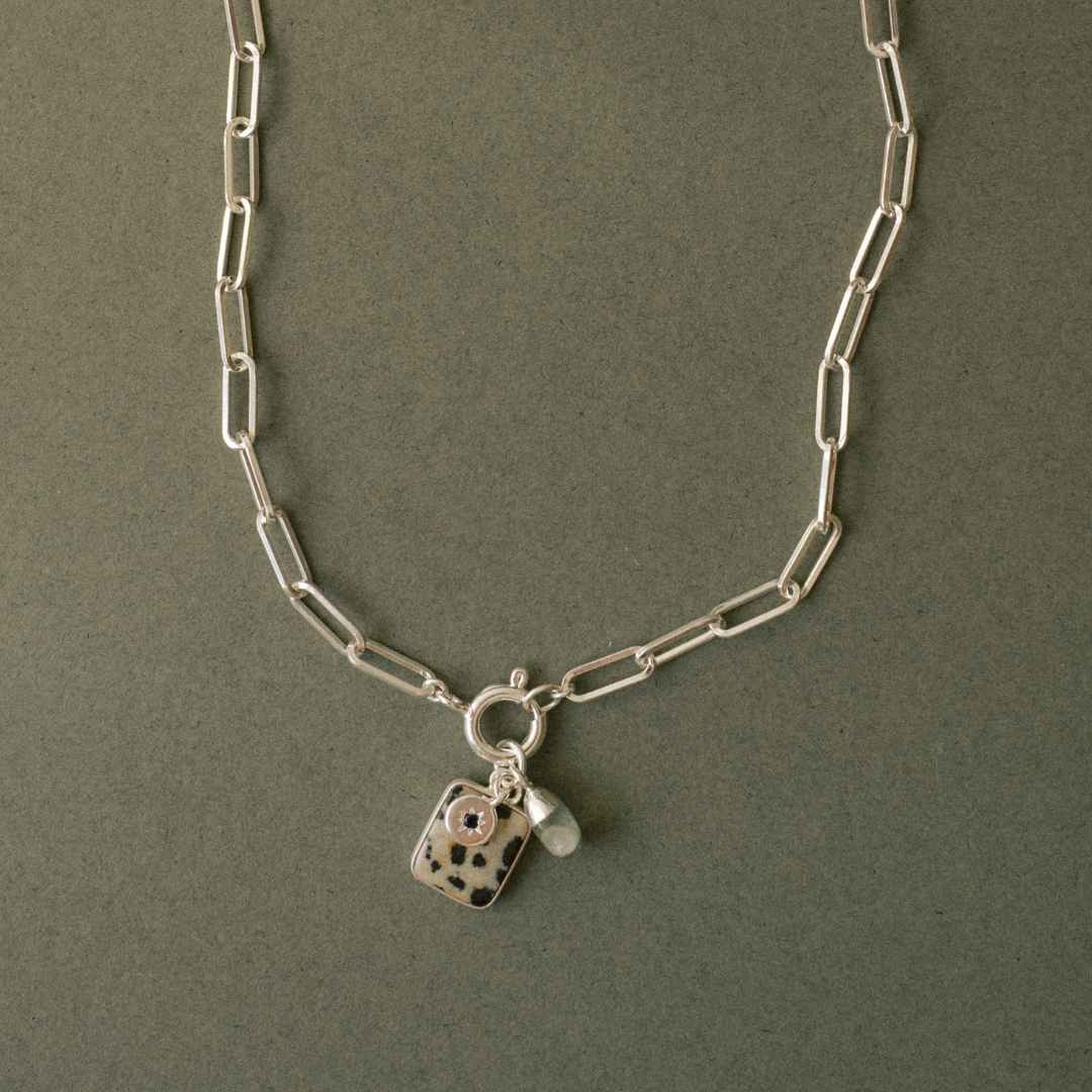 CREATE YOUR OWN | Gem Slice Triple Necklace (Silver)