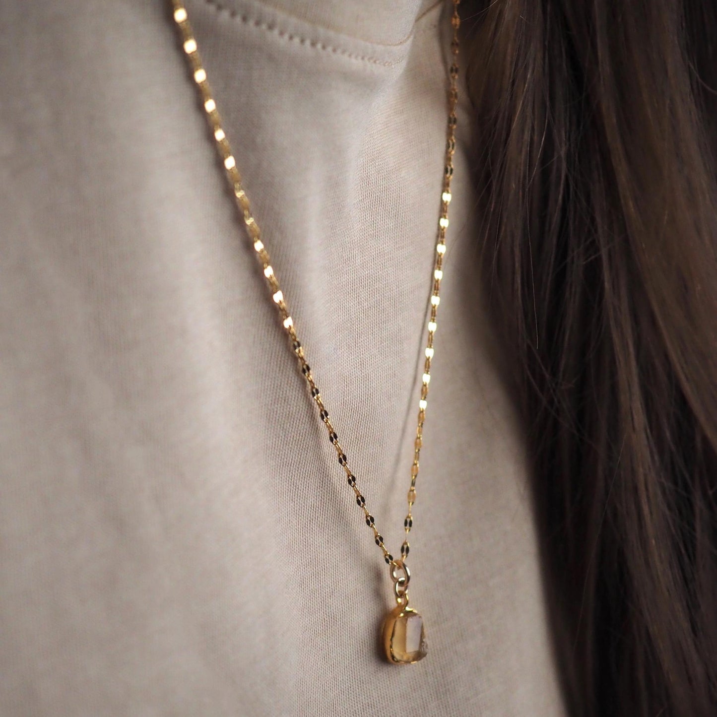 Citrine Carved Vintage Chain Necklace | Success (Gold Plated)