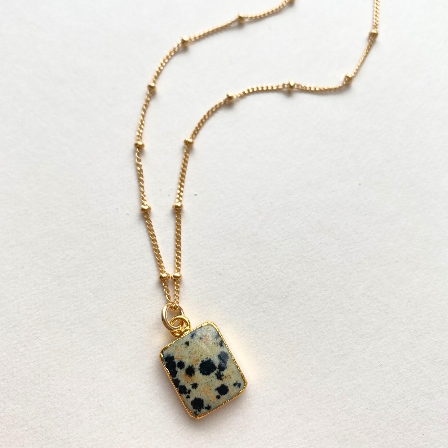Dalmatian Gem Slice Necklace | Positivity (Gold Plated)