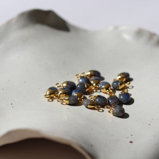 Sapphire Tiny Tumbled Hoop Earrings | Optimism (Gold Fill)