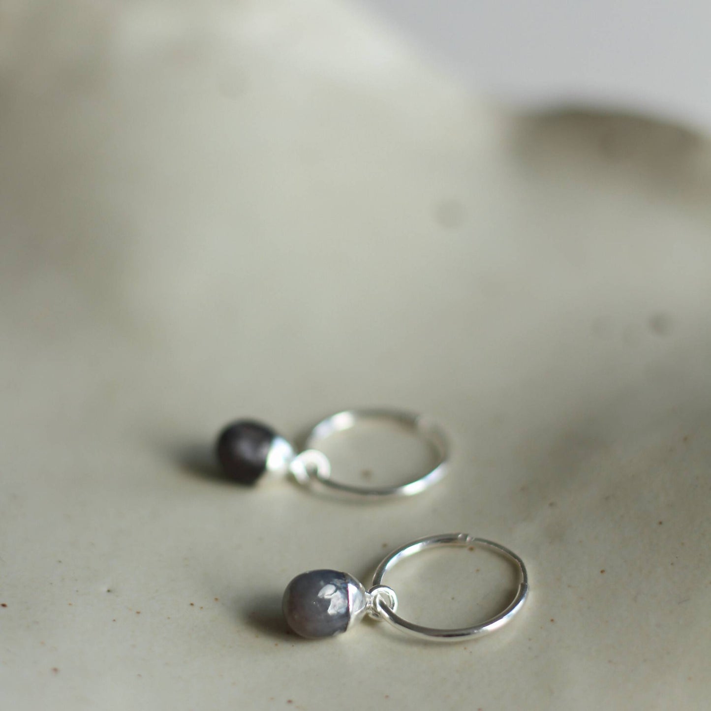 Sapphire Tiny Tumbled Hoop Earrings | Optimism (Silver)