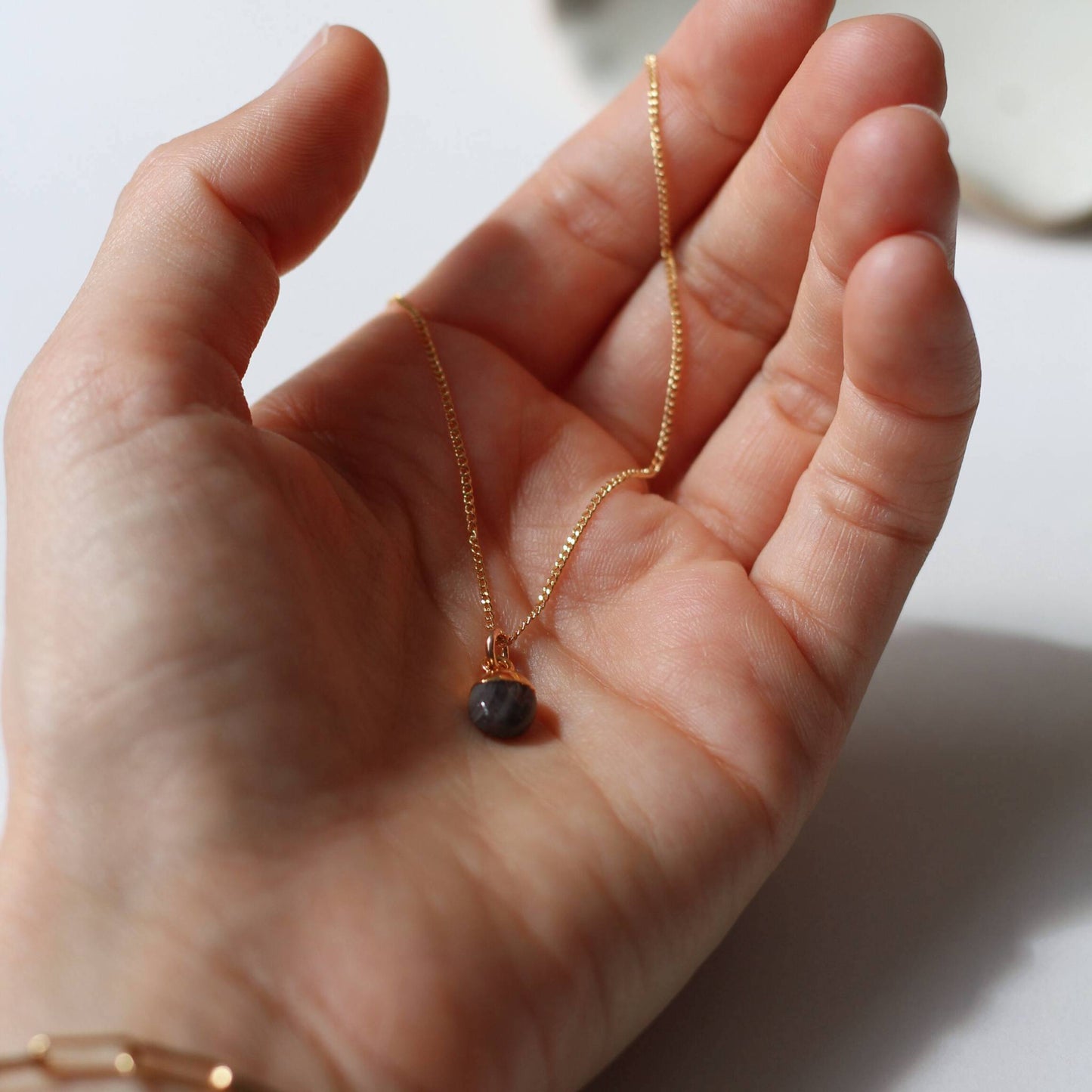 Sapphire Tiny Tumbled Necklace| Optimism (Gold Plated)