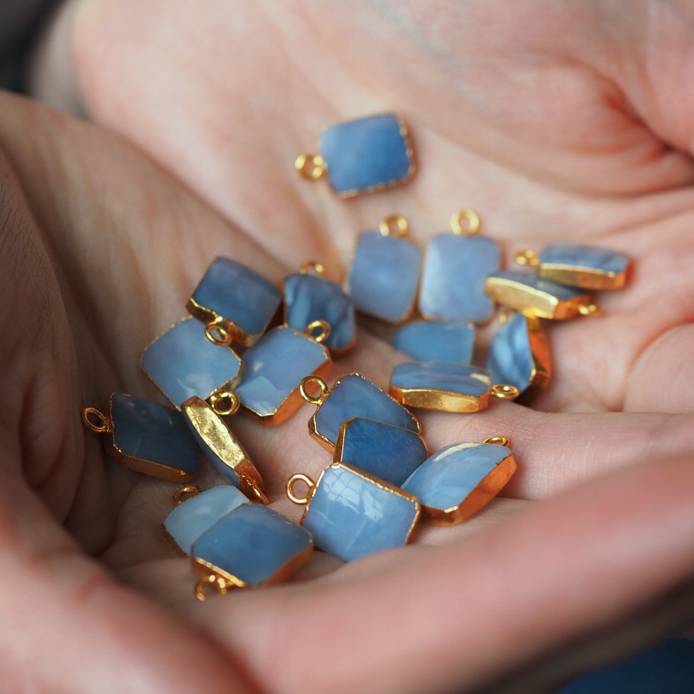 Blue Opal Gem Slice Triple Necklace | Purity (Gold Plated or Silver)