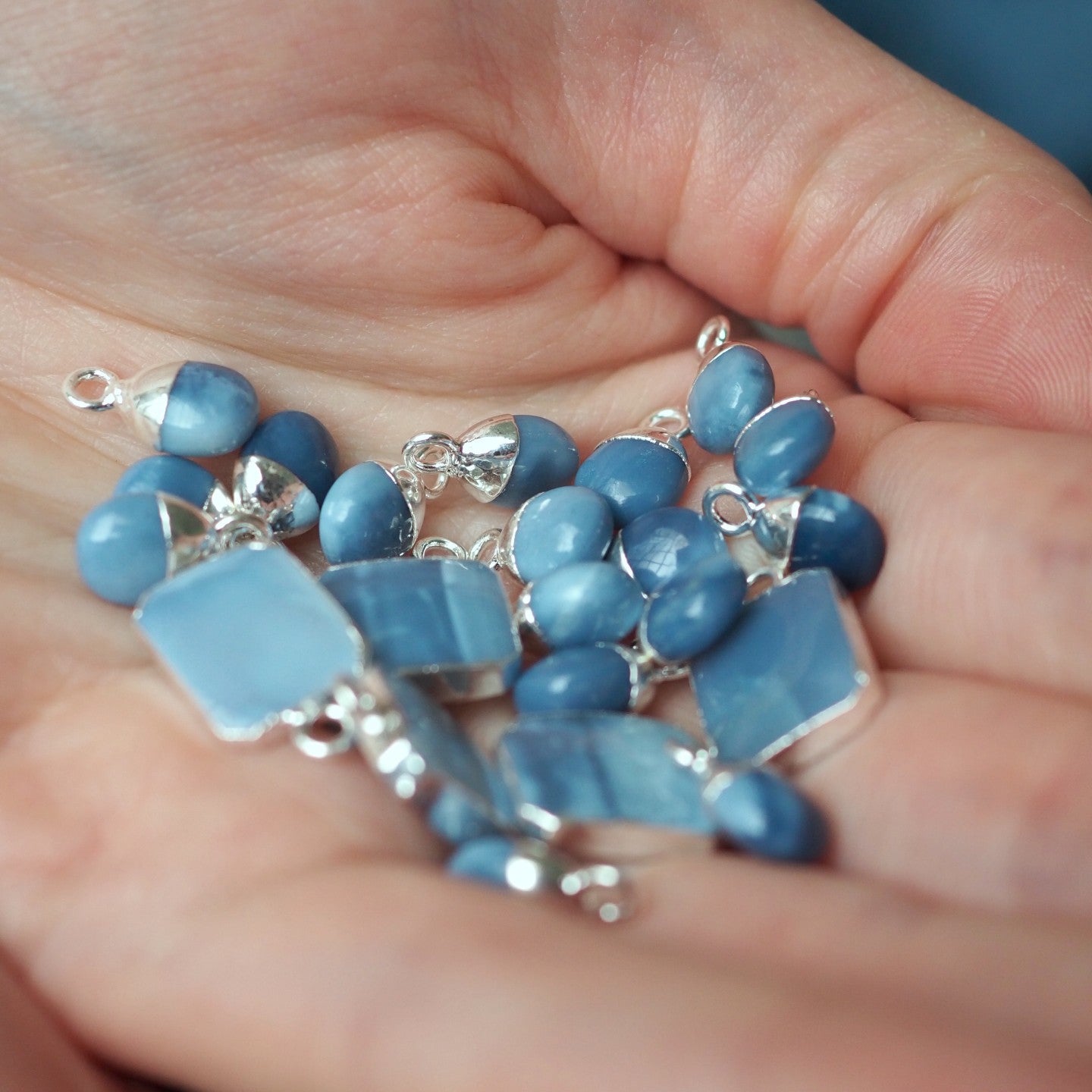 Blue Opal Gem Slice Triple Necklace | Purity (Gold Plated or Silver)