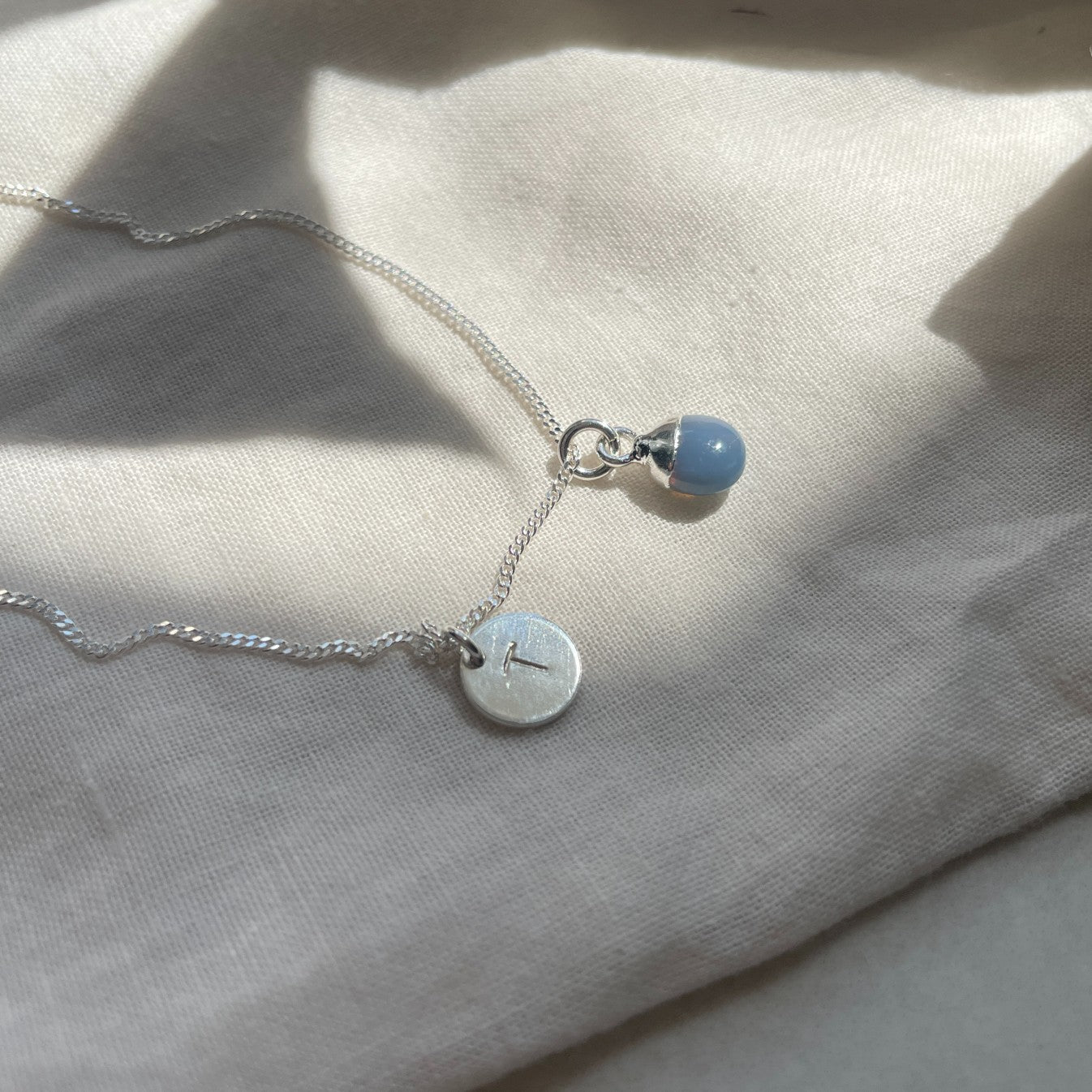 Blue Opal Tiny Tumbled Necklace | Purity (Silver)