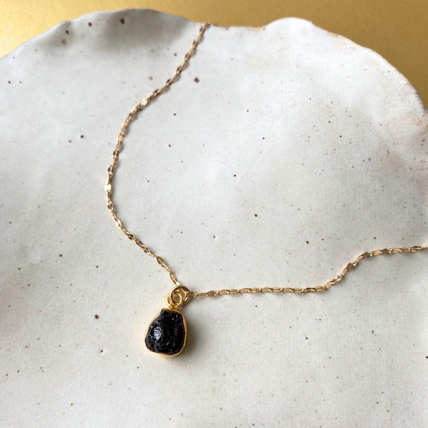 Garnet Carved Vintage Chain Necklace| Protection (Gold Plated)