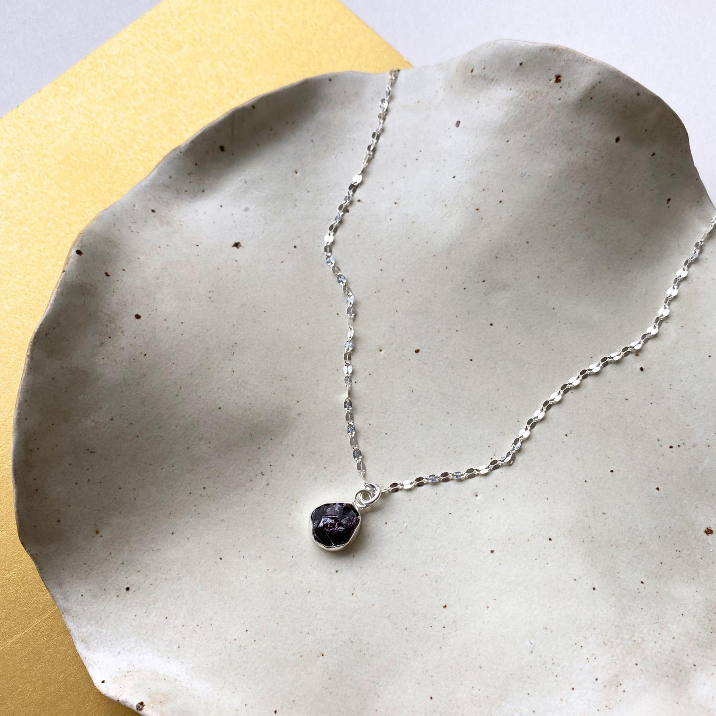 Garnet Carved Vintage Chain Necklace| Protection (Sterling Silver)