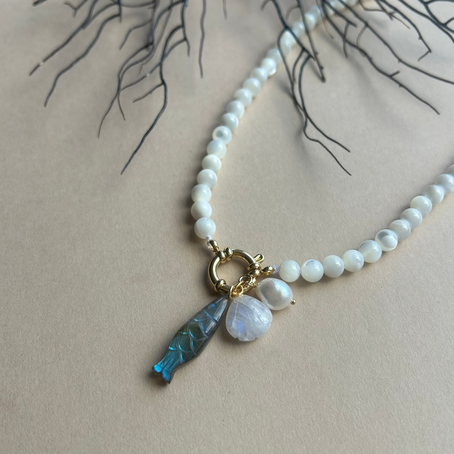 Sea Treasure Charm Necklace | Pearl