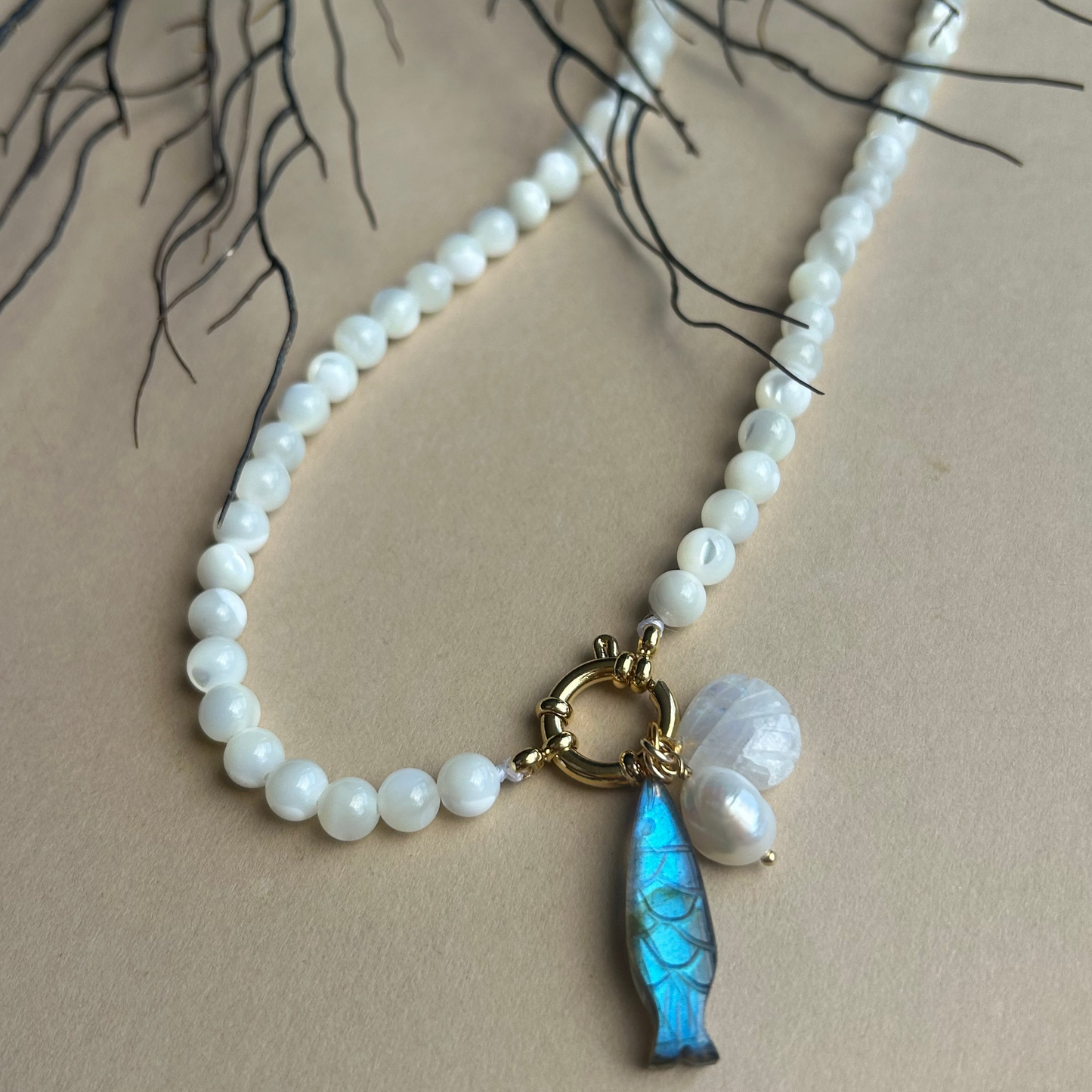 Labradorite Sea Treasure Charm Necklace