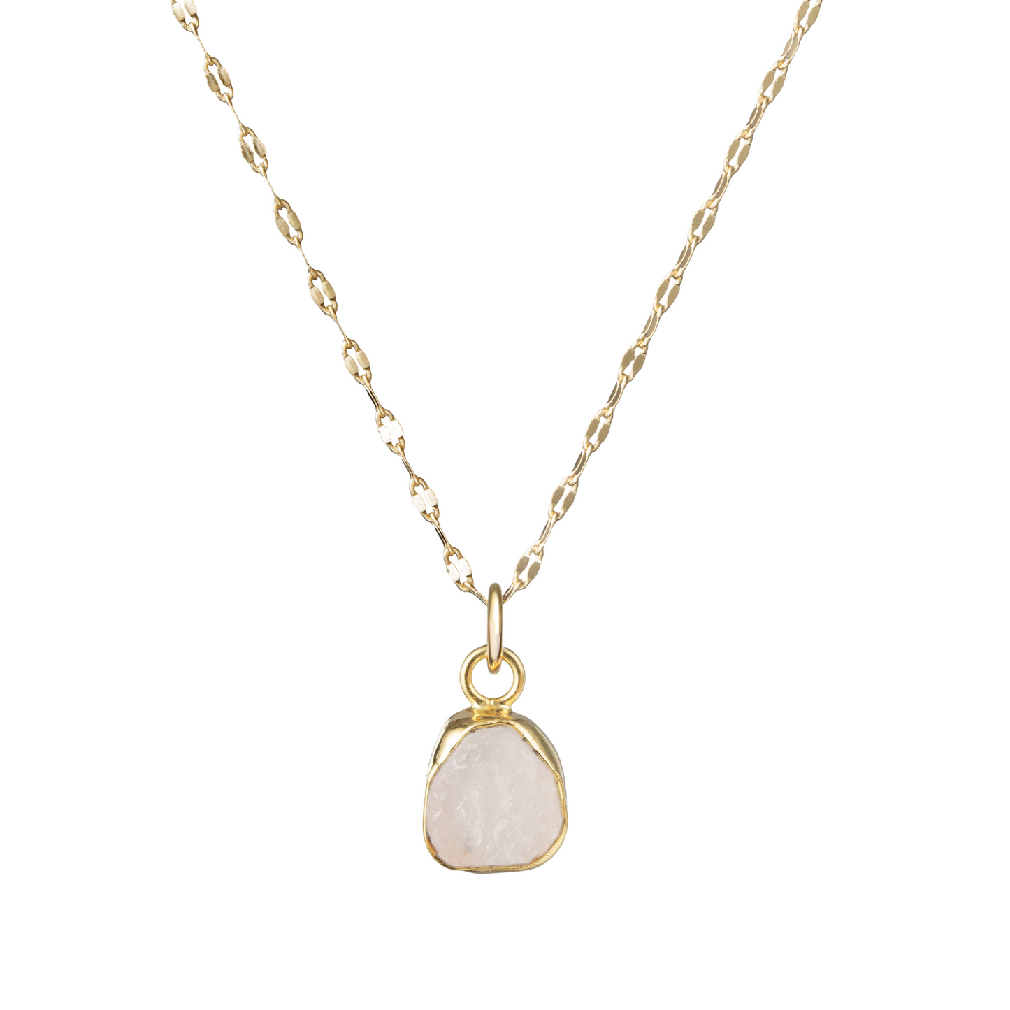 Rose Quartz Carved Vintage Chain Necklace | Love (Gold Plated)