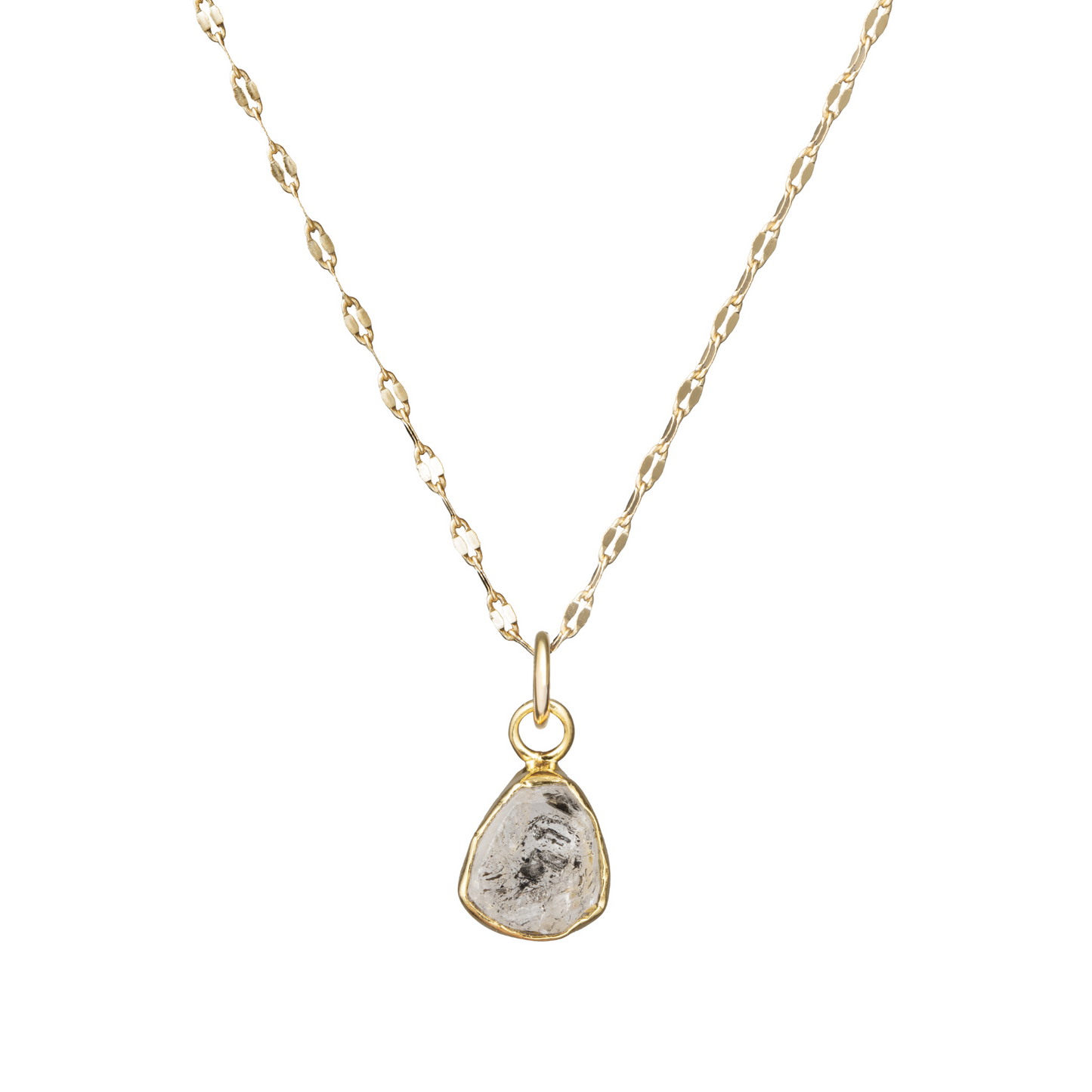 Herkimer Diamond Carved Vintage Chain Necklace | Strength (Gold Plated)