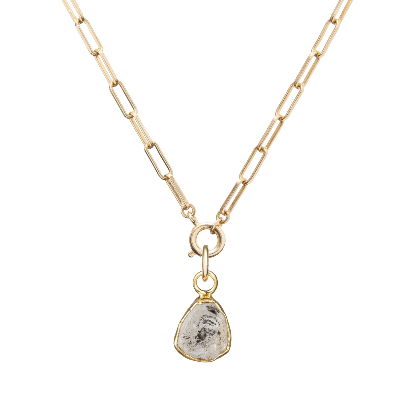 Herkimer Diamond Carved Chunky Chain Necklace | Strength (Gold Plated)