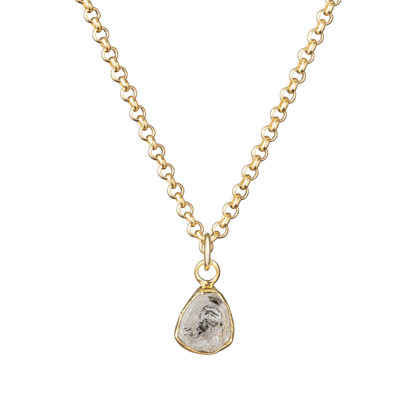 Herkimer Diamond Carved Belcher Chain Necklace | Strength (Gold Plated)