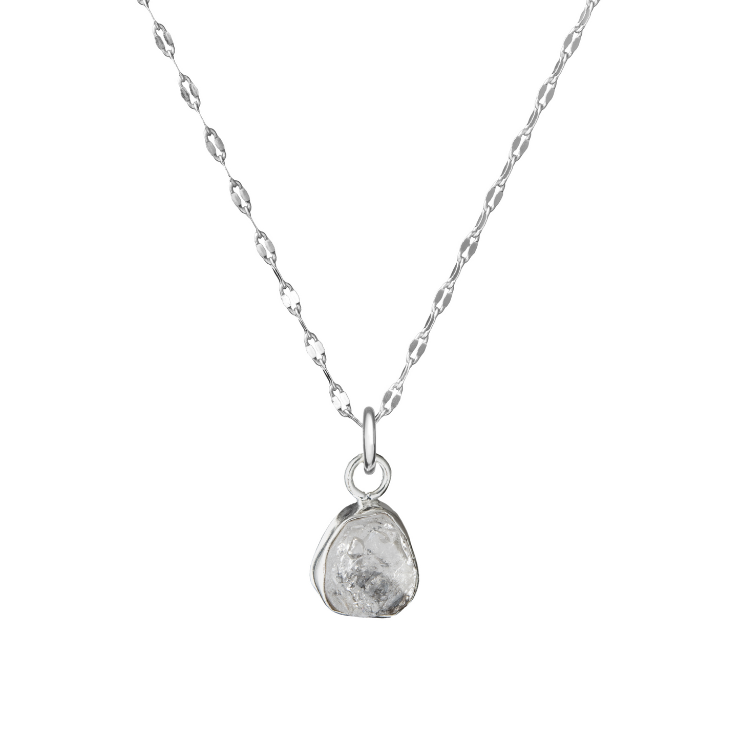 Herkimer Diamond Carved Vintage Chain Necklace | Strength (Sterling Silver)