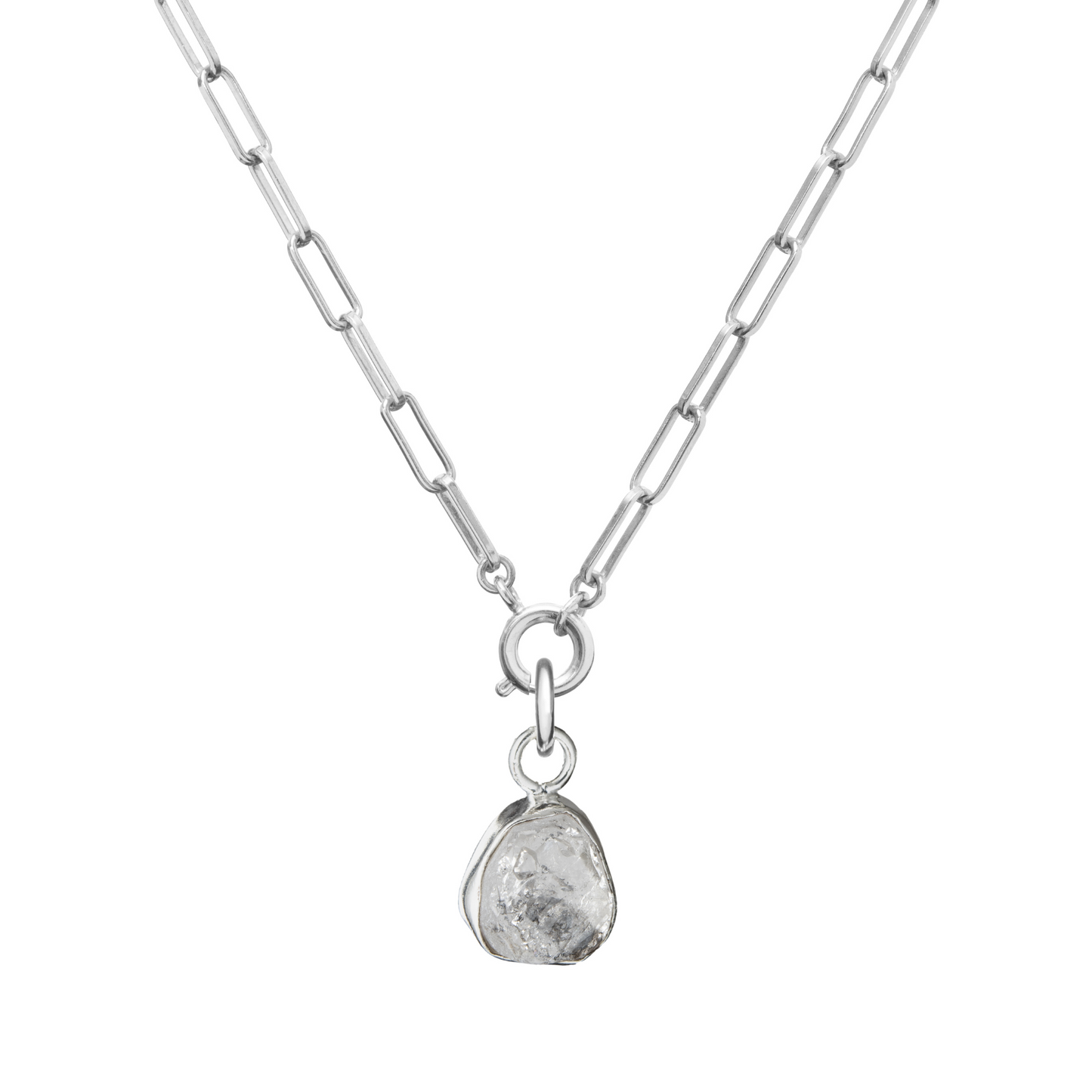 Herkimer Diamond Carved Chunky Chain Necklace | Strength (Sterling Silver)