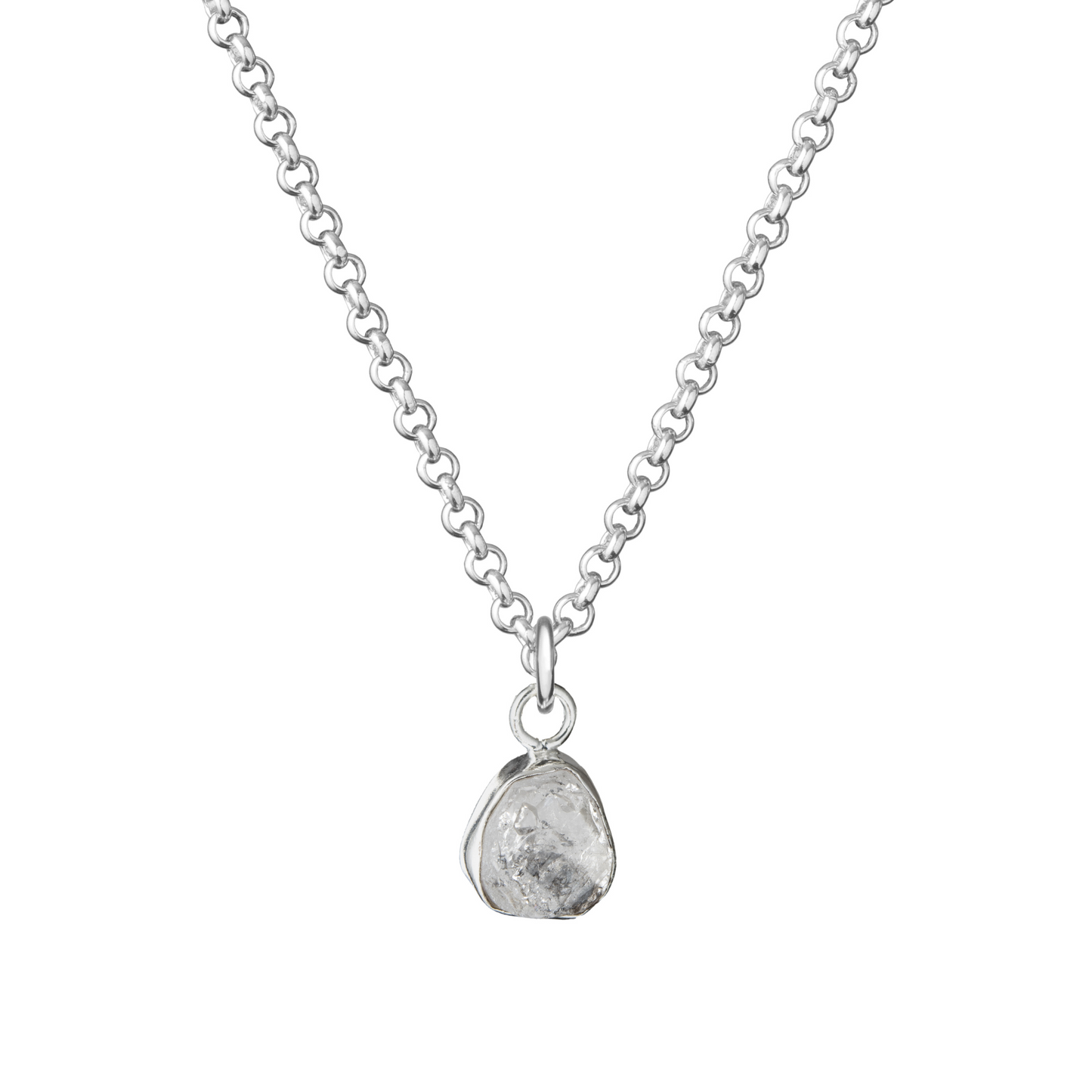 Herkimer Diamond Carved Belcher Chain Necklace | Strength (Sterling Silver)