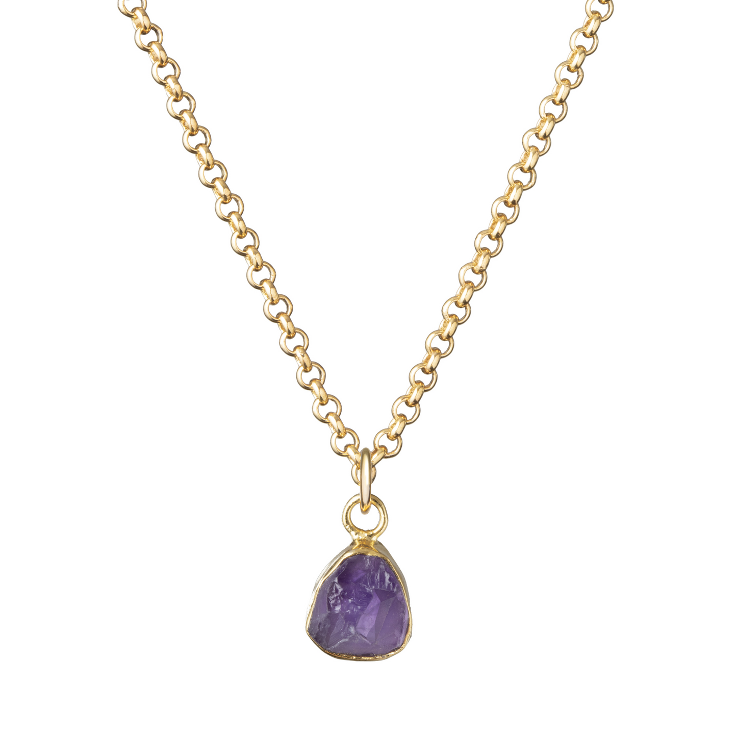 Amethyst Carved Belcher Chain Necklace | Calming (Gold Plated)