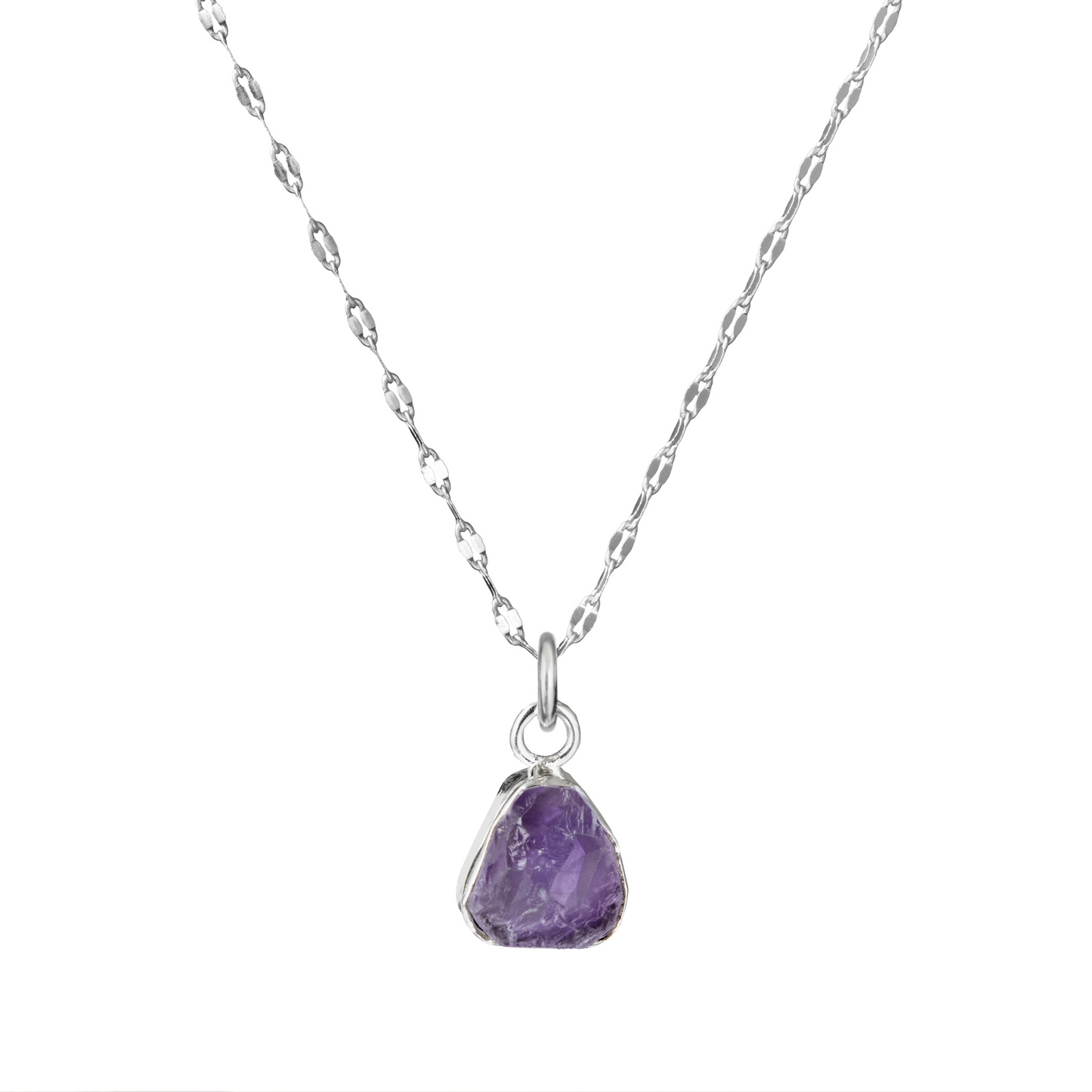 Amethyst Carved Vintage Chain Necklace | Calming (Sterling Silver)