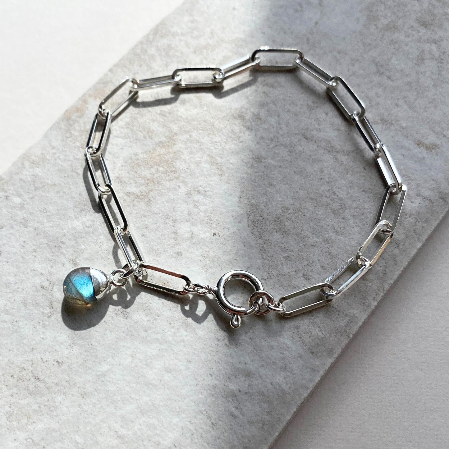Labradorite Tiny Tumbled Chunky Chain Bracelet | Adventure (Silver)