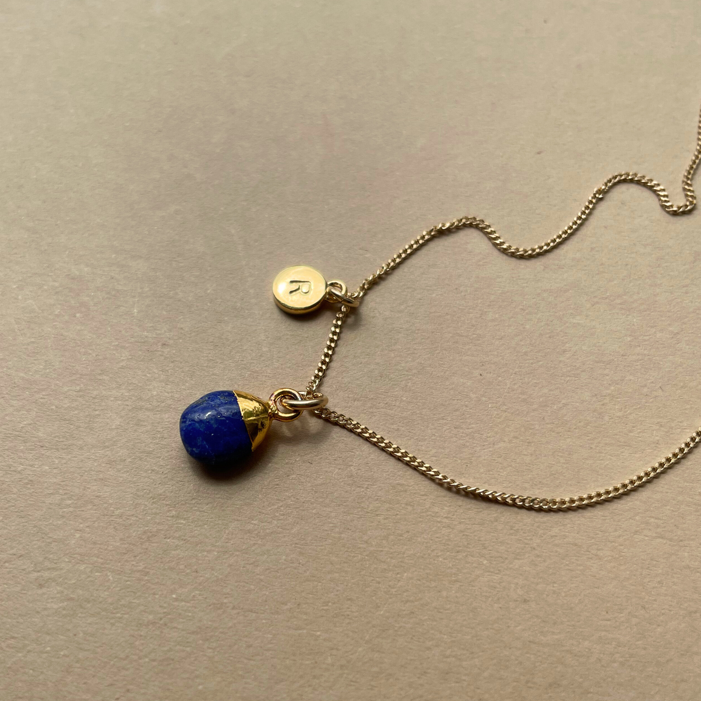 Lapis Lazuli Tiny Tumbled Necklace | Strength (Gold Plated)