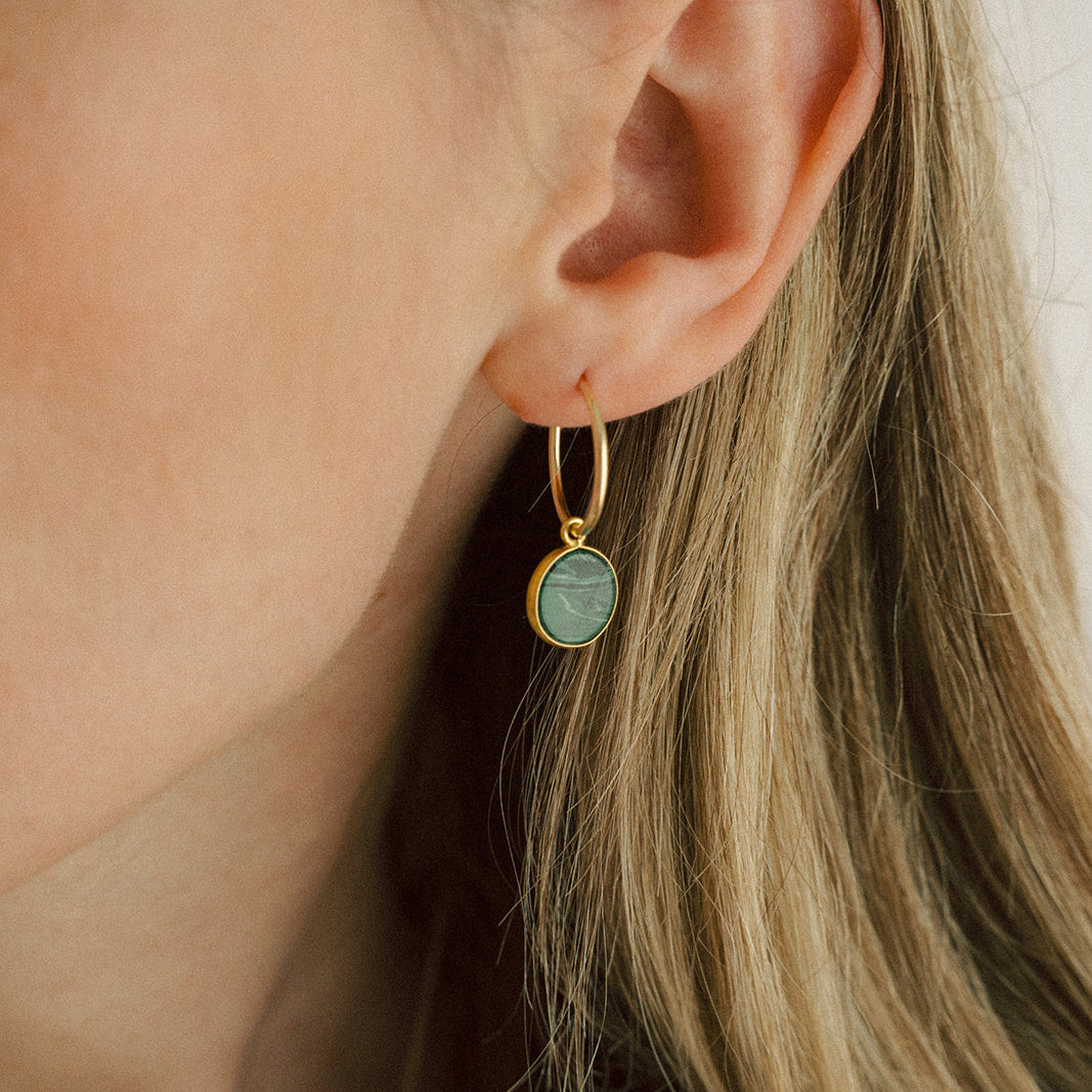 Malachite Circle Hoop Earrings | Joy (Gold Fill)