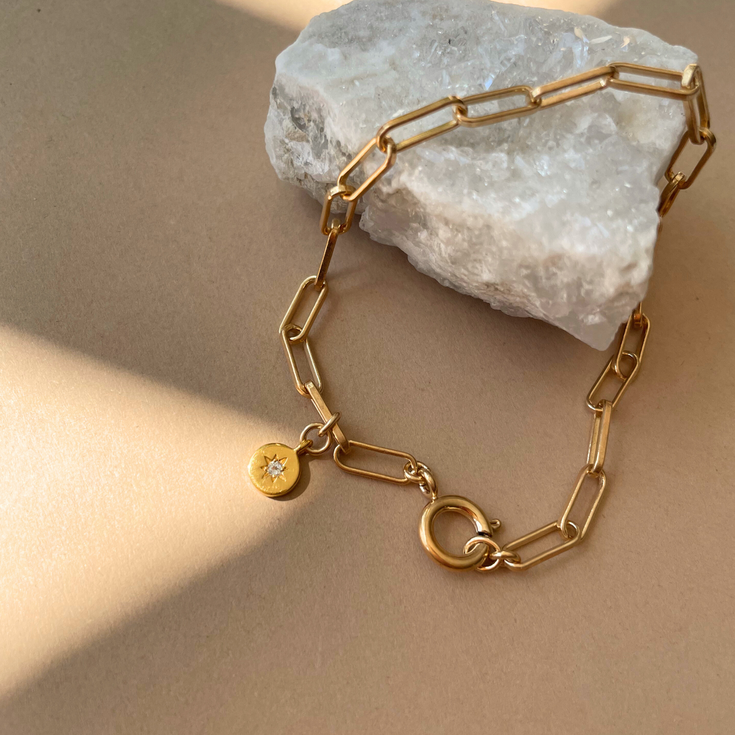 Moonstone Guiding Star Chunky Chain Bracelet | Intuition (Gold Plated)