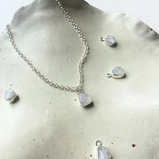 Moonstone Carved Belcher Chain Necklace | Intution (Sterling Silver)