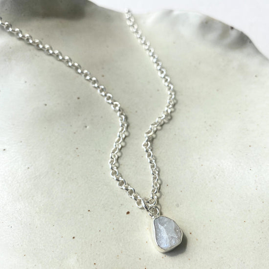 Moonstone Carved Belcher Chain Necklace | Intution (Sterling Silver)