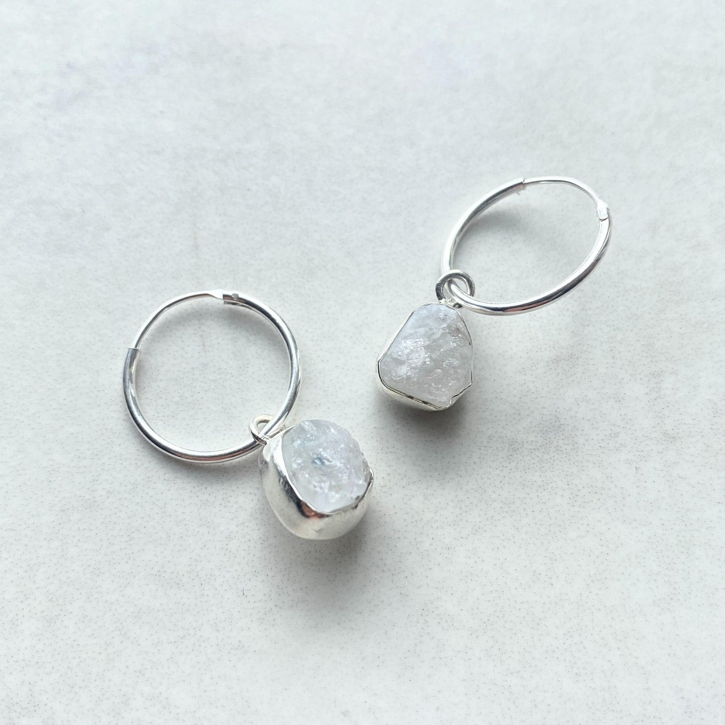 Moonstone Carved Hoop Earrings | Intuition (Sterling Silver)